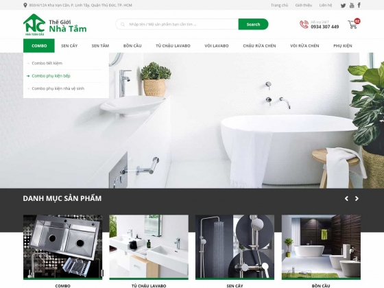 Thiết kế website bán hàng thiết bị vệ sinh Nhà Tắm VIP