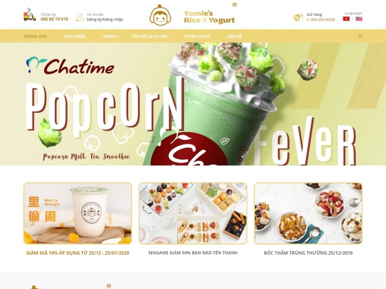 Thiết kế Website chuỗi hệ thống bán hàng Yomie's Rice Yogurt 